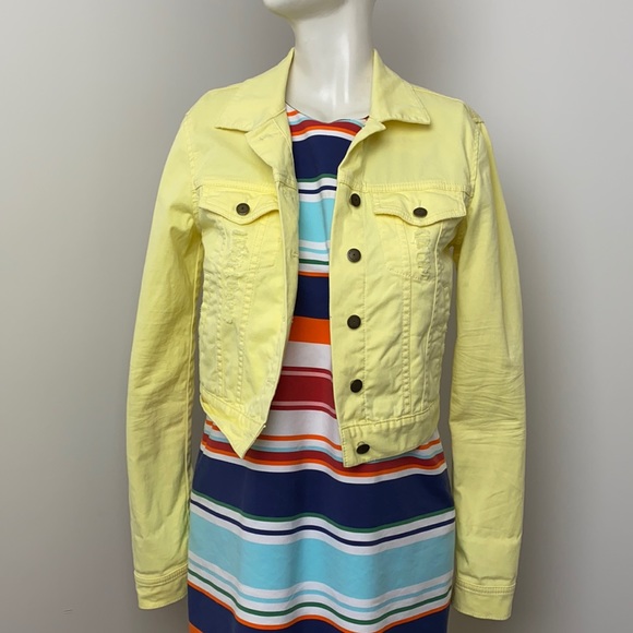 BCBGeneration Yellow Distressed Denim Jacket Size S - Picture 1 of 12